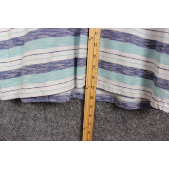 Perry Ellis T-Shirt Men's XL White and Blue Strips Short Sleeve Cotton - Picture 6 of 10